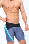 Periwinkle & Black Tight Fit Swim Trunks with Blue Stripes