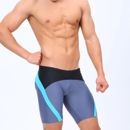 Periwinkle & Black Tight Fit Swim Trunks with Blue Stripes