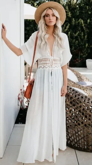 Woven Openwork Maxi Cover-Up