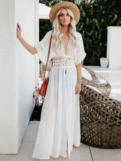 Woven Openwork Maxi Cover-Up