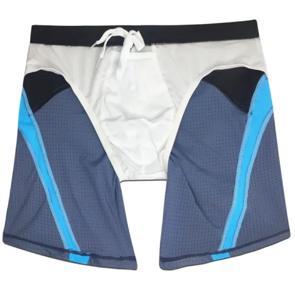 Periwinkle & Black Tight Fit Swim Trunks with Blue Stripes