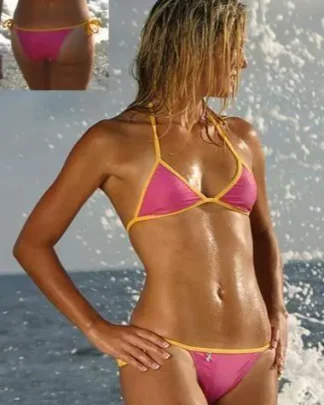 Freshkini Pink & Yellow Bubble Gum Brazilian Tie Bikini