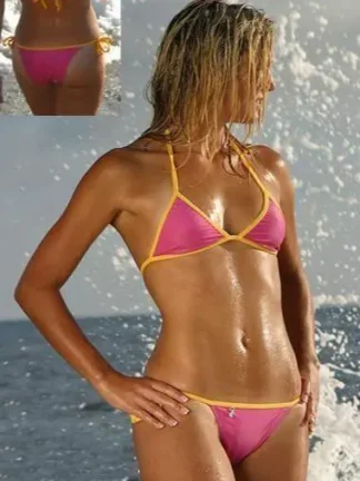 Freshkini Pink & Yellow Bubble Gum Brazilian Tie Bikini