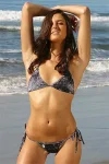 Freshkini Plum Leopard-Plaid Tanga Tie Thong Bikini