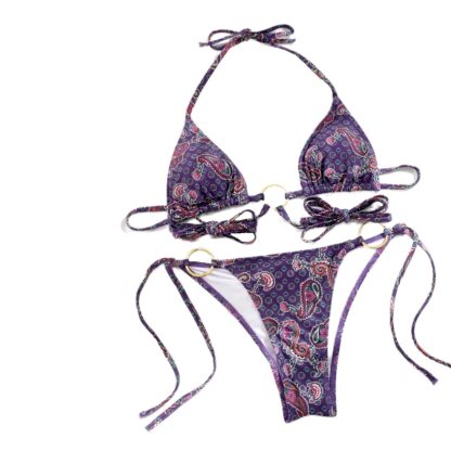 Purple Paisley Strappy Bikini