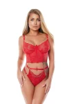 Red Lace Strappy Bustier Set