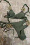 Woven Gold Olive Bikini with Tie Sides