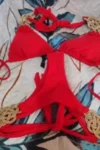 Woven Gold Red Bikini with Tie Sides