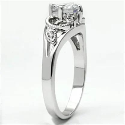 Rhodium Brass Ring with CZ Stone