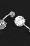 Round Cut Crystal Navel Ring in 925 Sterling Silver
