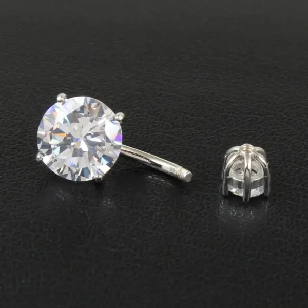 Round Cut Crystal Navel Ring in 925 Sterling Silver