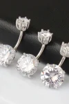 Round Cut Crystal Navel Ring in 925 Sterling Silver