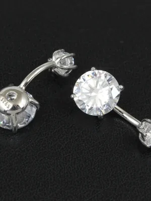 Round Cut Crystal Navel Ring in 925 Sterling Silver