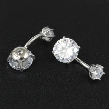 Round Cut Crystal Navel Ring in 925 Sterling Silver