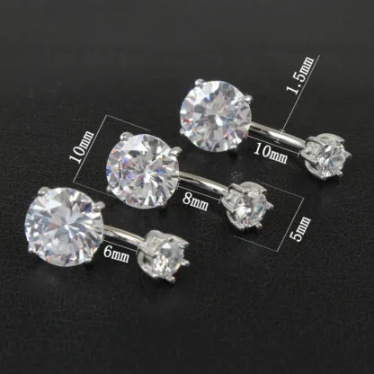 Round Cut Crystal Navel Ring in 925 Sterling Silver