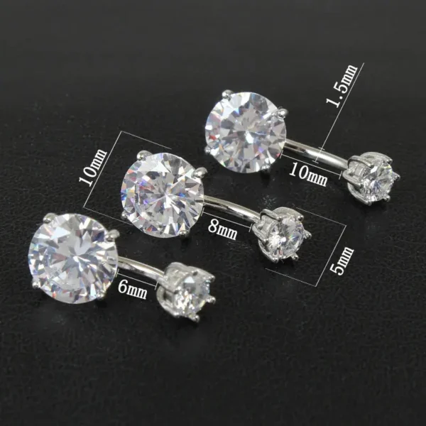 Round Cut Crystal Navel Ring in 925 Sterling Silver