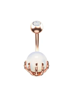 skeleton-hand-navel-ring-pearl-rose.webp Rose Gold Skeleton Hand Navel Ring