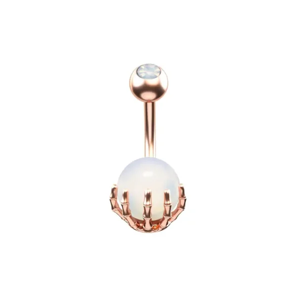 Rose Gold Skeleton Hand Navel Ring