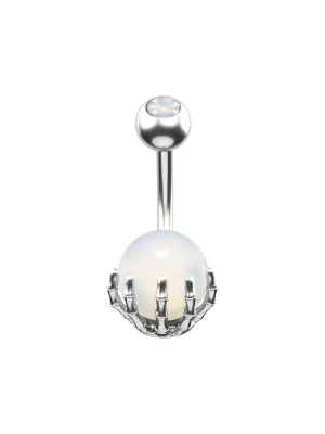 skeleton-hand-navel-ring-pearl-silver.webp Stainless Steel Skeleton Hand Navel Ring