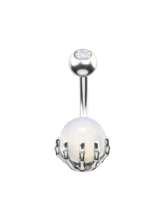 Stainless Steel Skeleton Hand Navel Ring