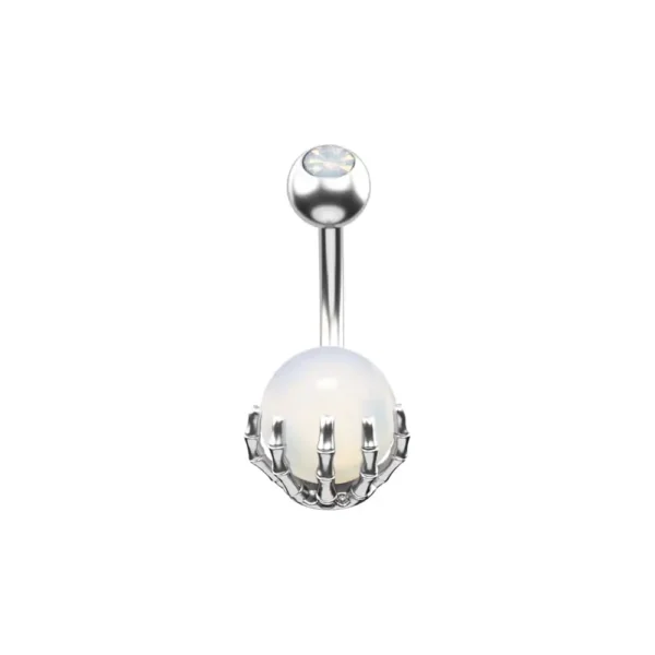 Stainless Steel Skeleton Hand Navel Ring