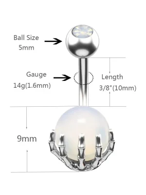 Stainless Steel Skeleton Hand Navel Ring