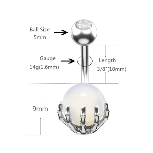 Stainless Steel Skeleton Hand Navel Ring
