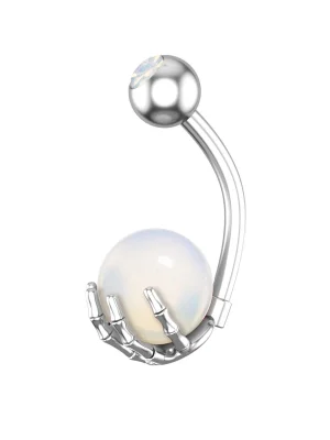 Stainless Steel Skeleton Hand Navel Ring