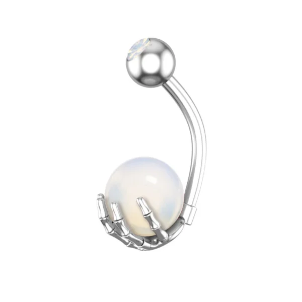 Stainless Steel Skeleton Hand Navel Ring
