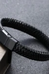 Solitary Man Leather Bracelet in Black