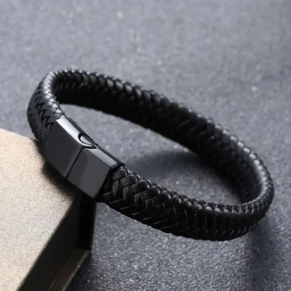 Solitary Man Leather Bracelet in Black