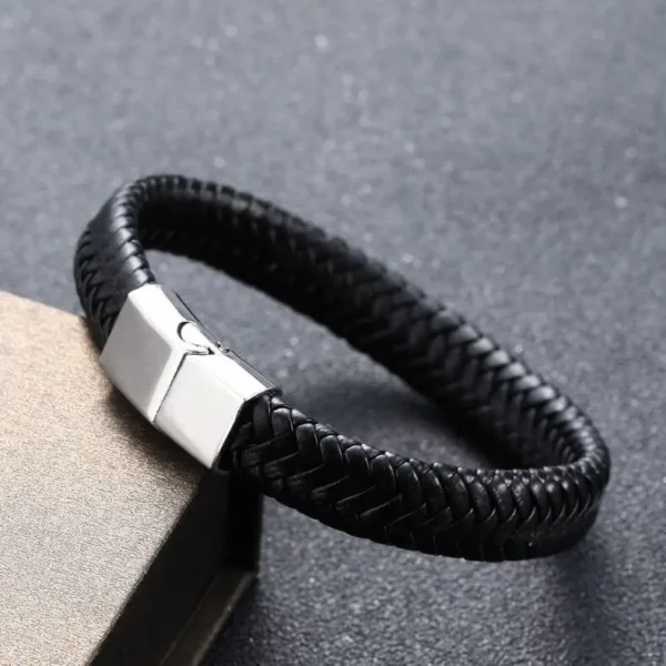 Solitary Man Leather Bracelet in Black