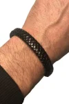 Solitary Man Leather Bracelet in Black