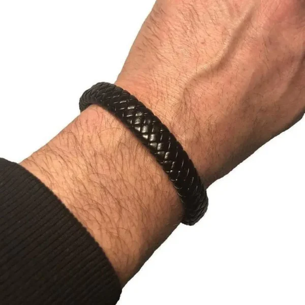 Solitary Man Leather Bracelet in Black