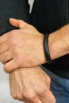 Solitary Man Leather Bracelet in Black