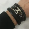 Solitary Man Leather Bracelet in Black