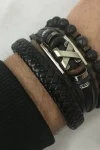 Solitary Man Leather Bracelet in Black