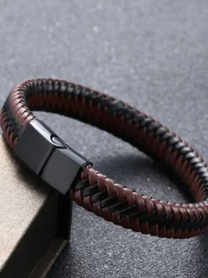 Solitary Man Leather Bracelet in Brown