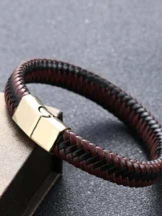 Solitary Man Leather Bracelet in Brown