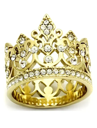 Stainless Steel Queen's Crown Ring in Gold