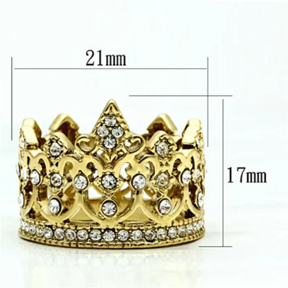 Stainless Steel Queen's Crown Ring in Gold