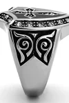 Stainless Steel Gothic Cross and Shield Ring