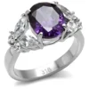 Stainless Steel Ring with CZ Stone in Amethyst
