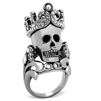 Stainless Steel Skull and Crown Ring