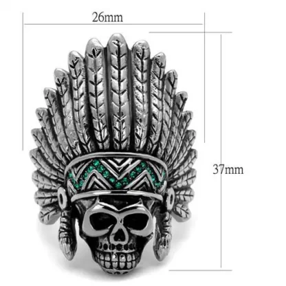 Stainless Steel Skull and Headdress Ring