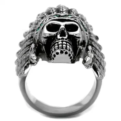 Stainless Steel Skull and Headdress Ring