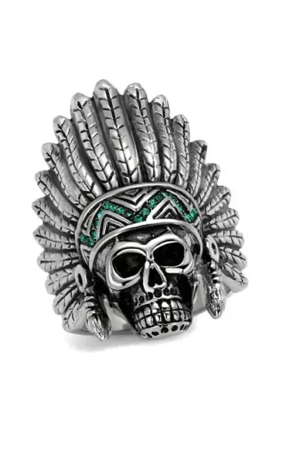 Stainless Steel Skull and Headdress Ring