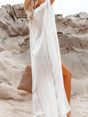 Striped Kimono Cover-Up