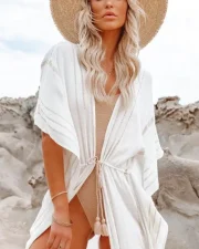 Striped Kimono Cover-Up