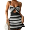 Striped Spaghetti Strap Cover-Up Mini-Dress